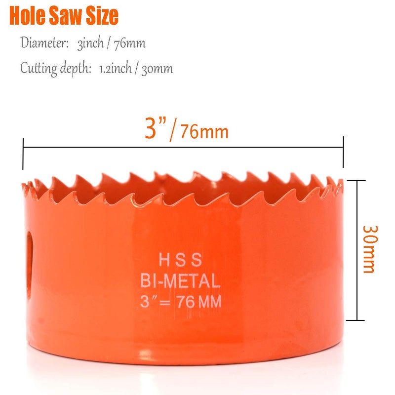 Koopi 76mm / 3 Inch BI-Metal Hole Saw with Arbor and Replacement Pilot Drill Bit, Hole Cutter for Easily Drilling Wood, Plastic, Thin Metal - Image 4